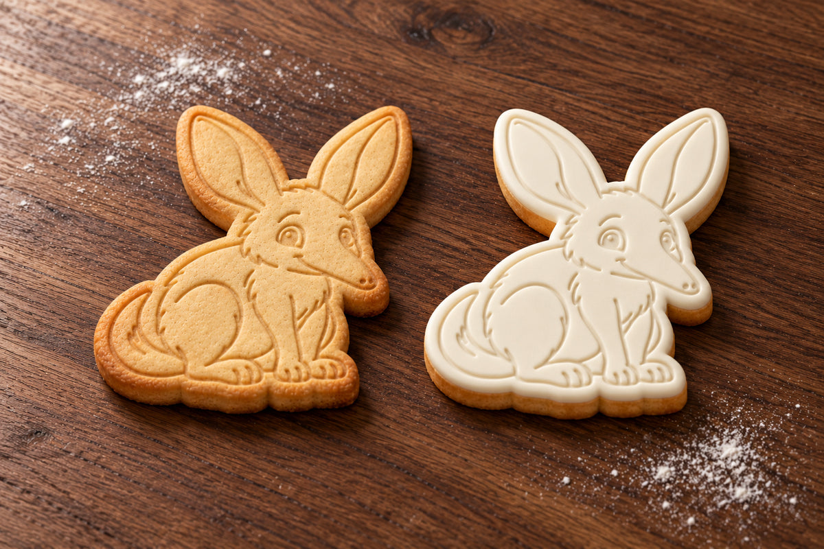 Bilby plain and white fondant cookie examples