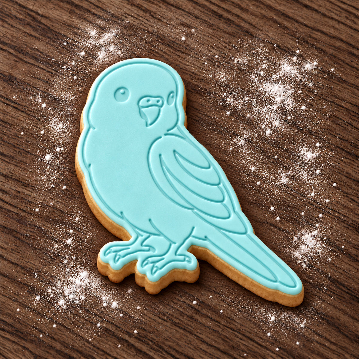 Budgerigar decorated fondant cookie