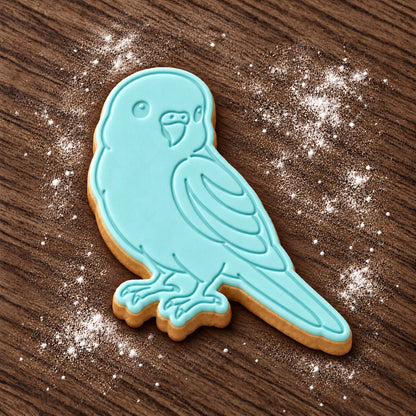 Budgerigar decorated fondant cookie