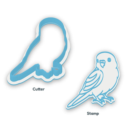 Budgerigar separate cookie cutter and matching embosser