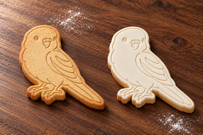 Budgerigar plain and white fondant cookie examples