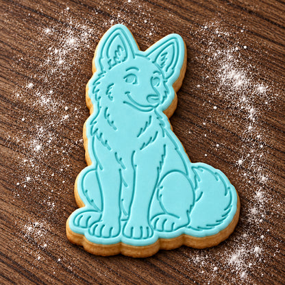 Dingo decorated fondant cookie