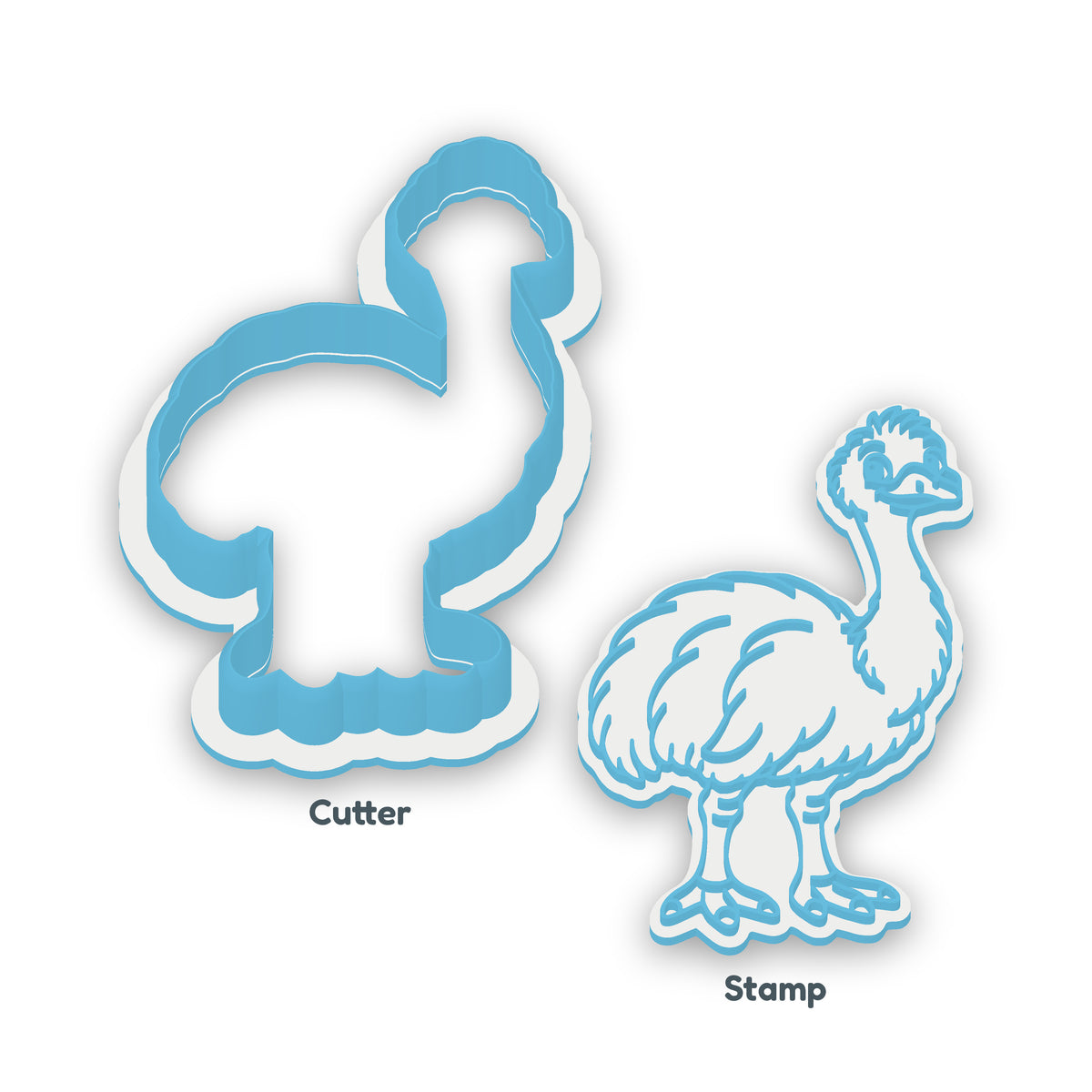 Emu separate cookie cutter and matching embosser