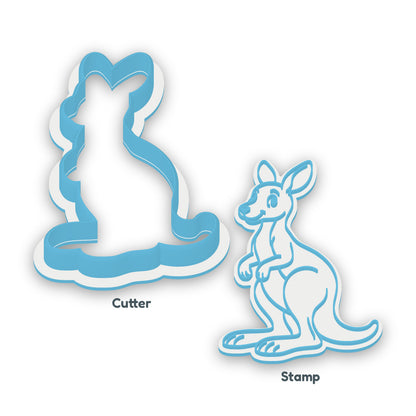 Kangaroo separate cookie cutter and matching embosser