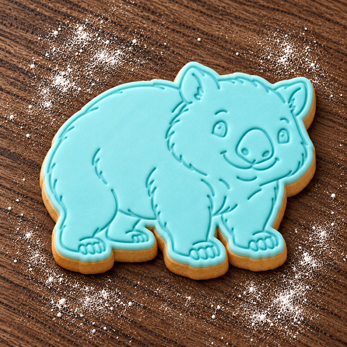 Wombat decorated fondant cookie