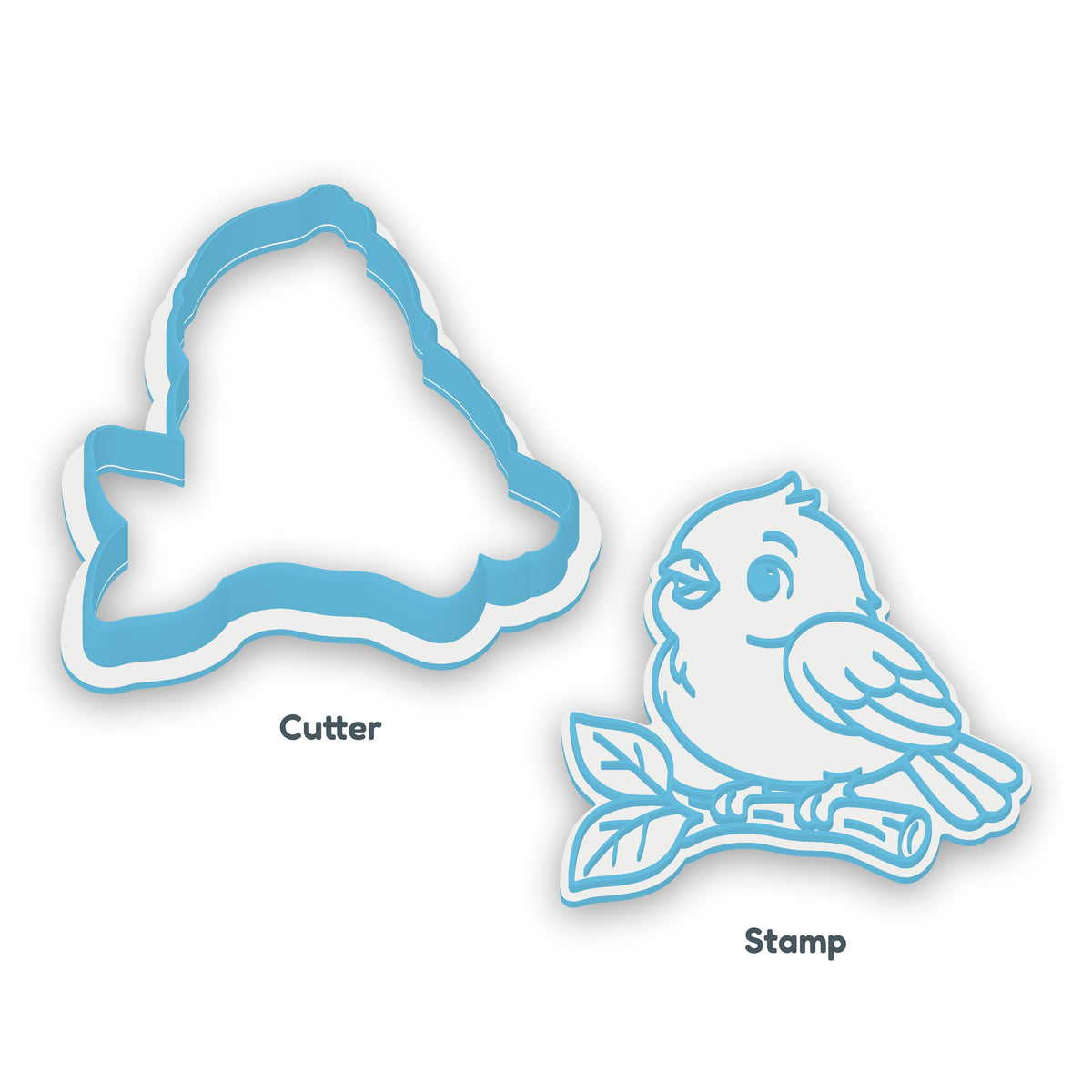 Bird on Branch cookie cutter and embosser set – separate cutter and matching embosser