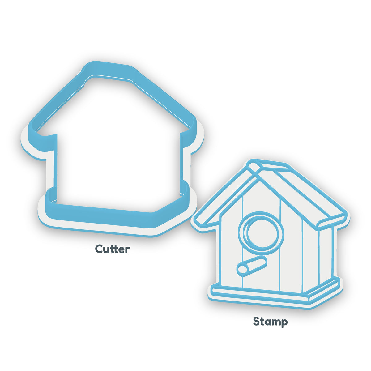 Birdhouse cookie cutter and embosser set – separate cutter and matching embosser