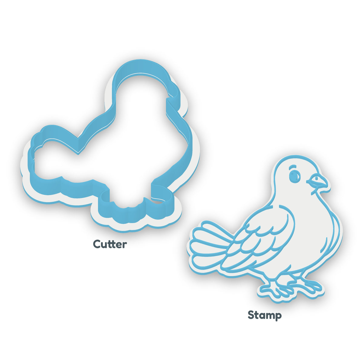 Dove cookie cutter and embosser set – separate cutter and matching embosser