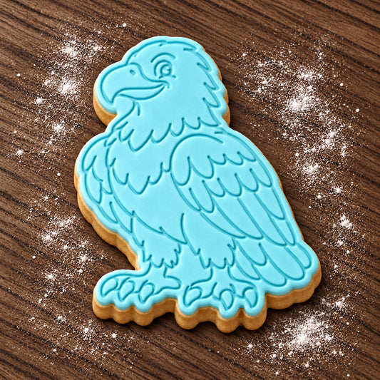 Eagle cookie cutter and embosser set – aqua fondant cookie example