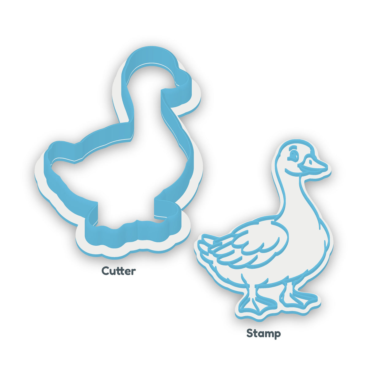 Goose cookie cutter and embosser set – separate cutter and matching embosser