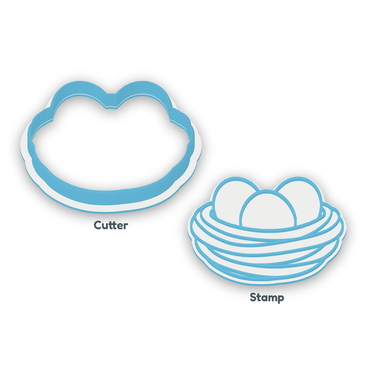Nest with Eggs cookie cutter and embosser set – separate cutter and matching embosser
