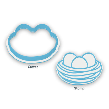 Nest with Eggs cookie cutter and embosser set – separate cutter and matching embosser
