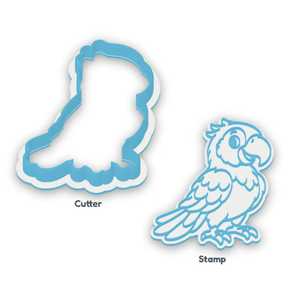 Parrot cookie cutter and embosser set – separate cutter and matching embosser