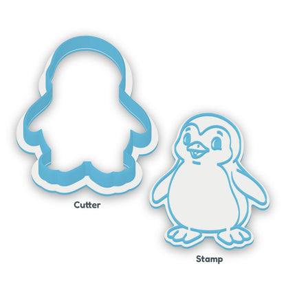 Penguin cookie cutter and embosser set – separate cutter and matching embosser