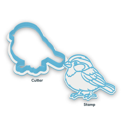Sparrow cookie cutter and embosser set – separate cutter and matching embosser
