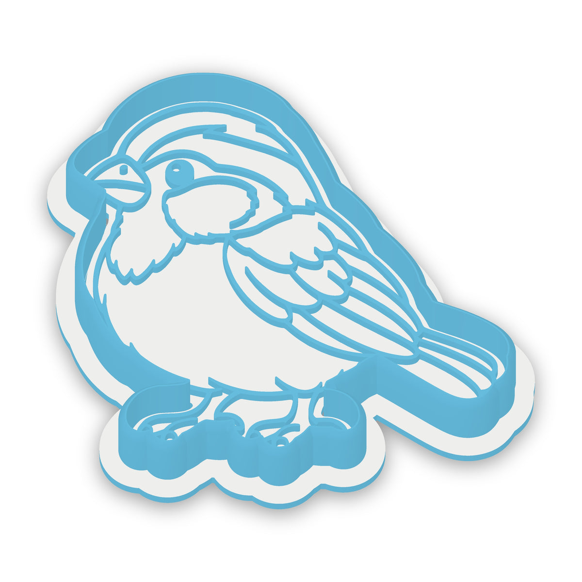Sparrow cookie cutter and embosser set – assembled cutter and embosser