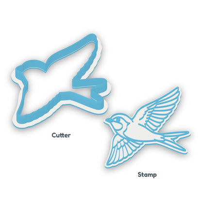 Swallow cookie cutter and embosser set – separate cutter and matching embosser