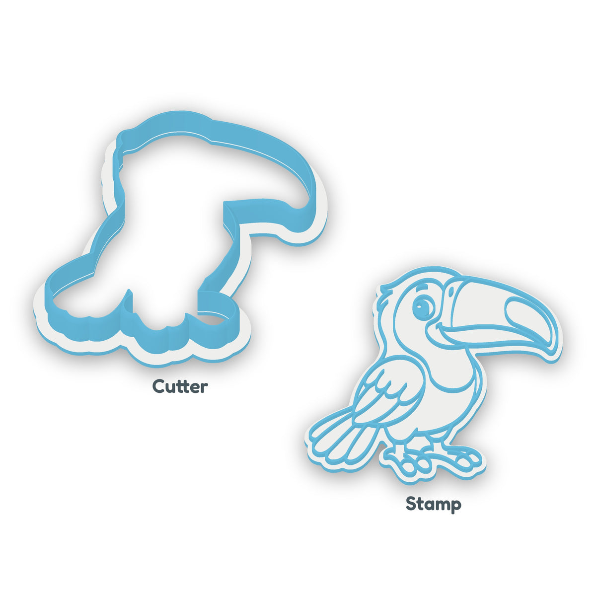 Toucan cookie cutter and embosser set – separate cutter and matching embosser