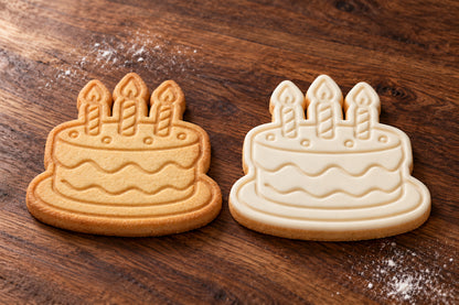 Birthday Cake plain and white fondant cookie examples