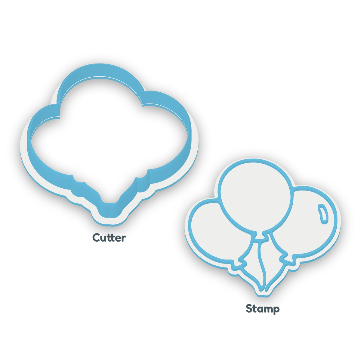 Balloon Bunch separate cookie cutter and matching embosser