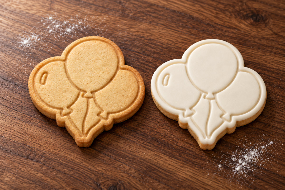 Balloon Bunch plain and white fondant cookie examples