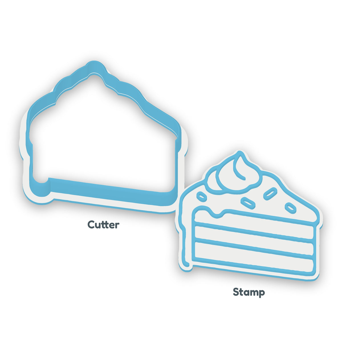 Cake Slice separate cookie cutter and matching embosser