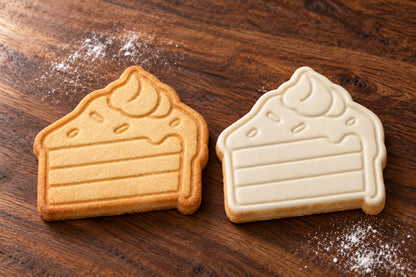 Cake Slice plain and white fondant cookie examples