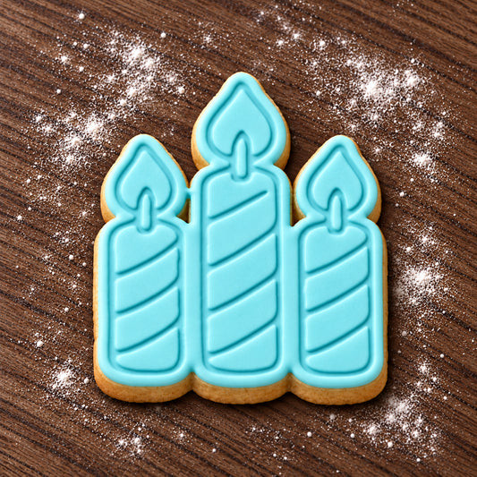 Candle Cluster decorated fondant cookie