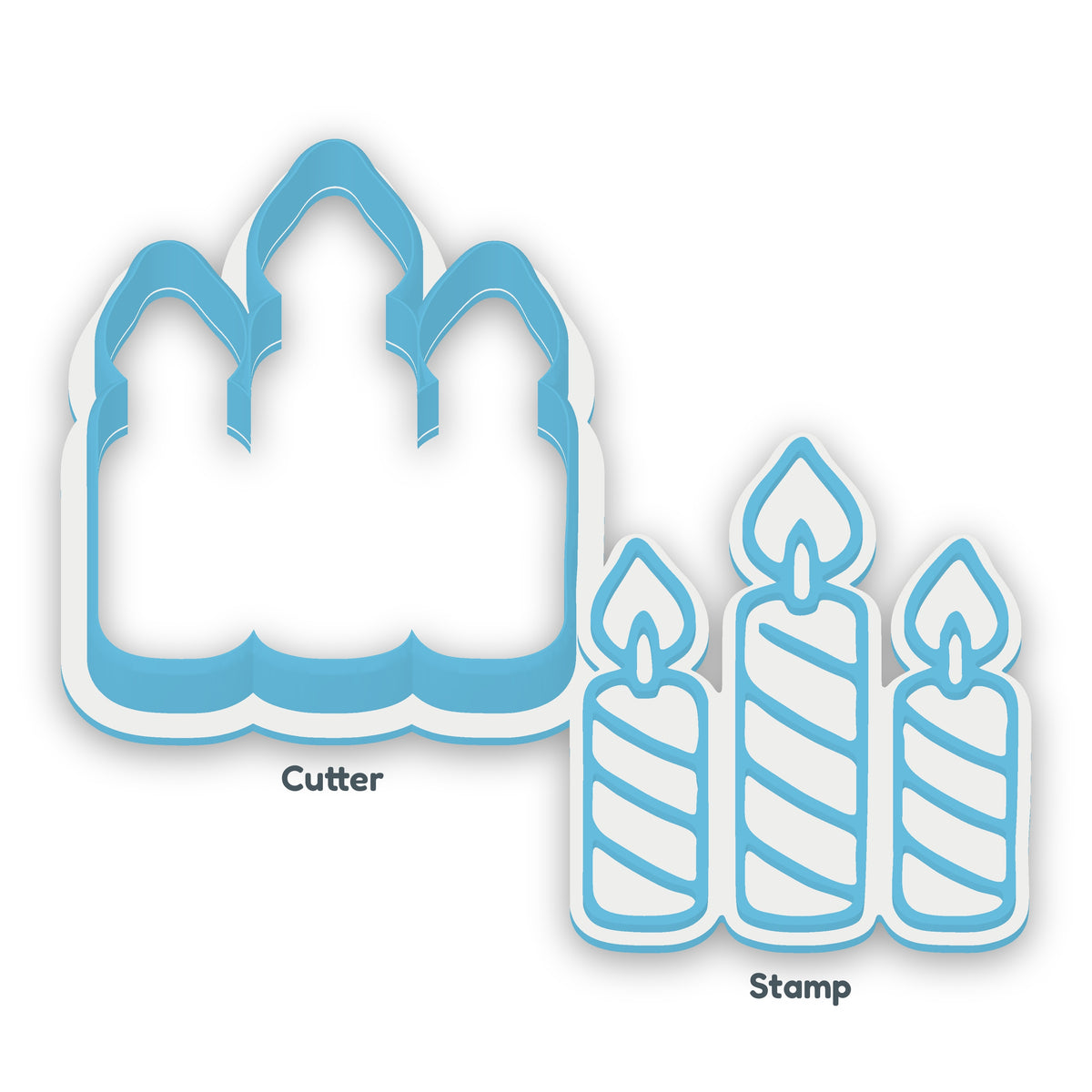 Candle Cluster separate cookie cutter and matching embosser