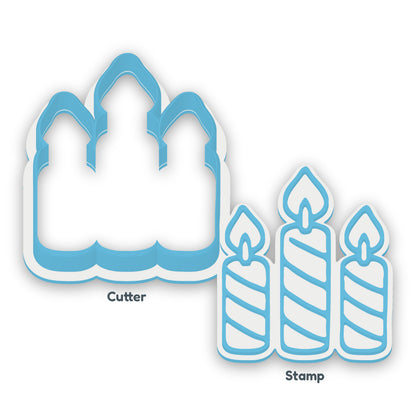 Candle Cluster separate cookie cutter and matching embosser