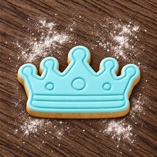 Crown decorated fondant cookie