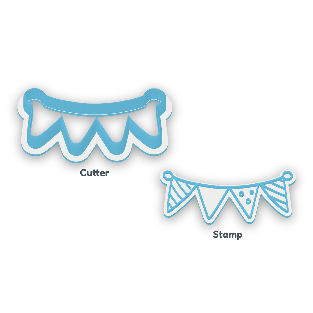 Party Banner separate cookie cutter and matching embosser