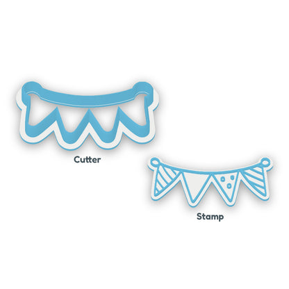 Party Banner separate cookie cutter and matching embosser
