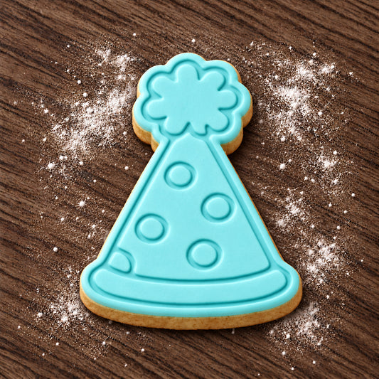 Party Hat decorated fondant cookie