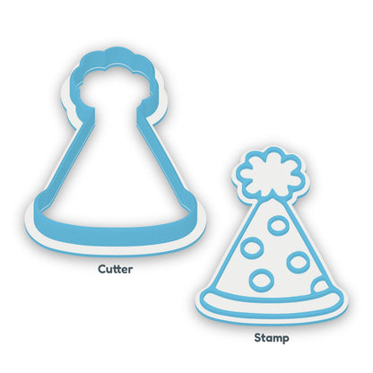 Party Hat separate cookie cutter and matching embosser