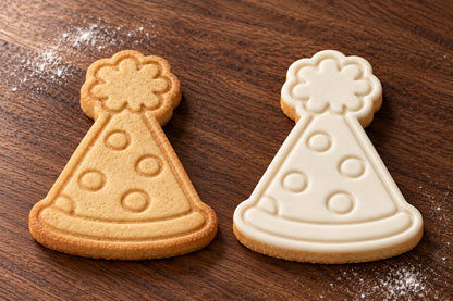 Party Hat plain and white fondant cookie examples