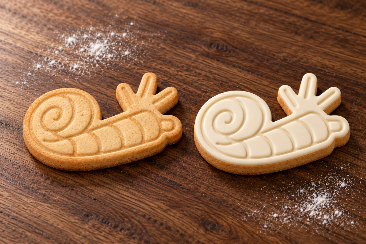 Party Horn plain and white fondant cookie examples