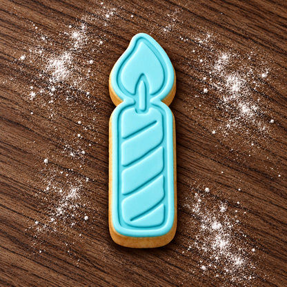 Single Candle decorated fondant cookie
