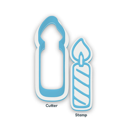 Single Candle separate cookie cutter and matching embosser
