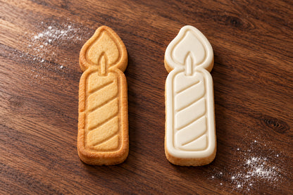 Single Candle plain and white fondant cookie examples