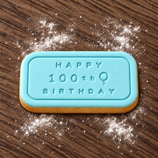 Happy 100th Birthday decorated fondant cookie