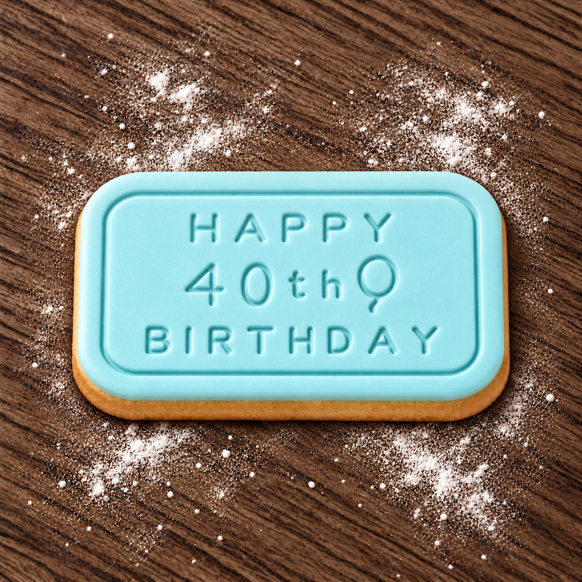 Happy 40th Birthday decorated fondant cookie