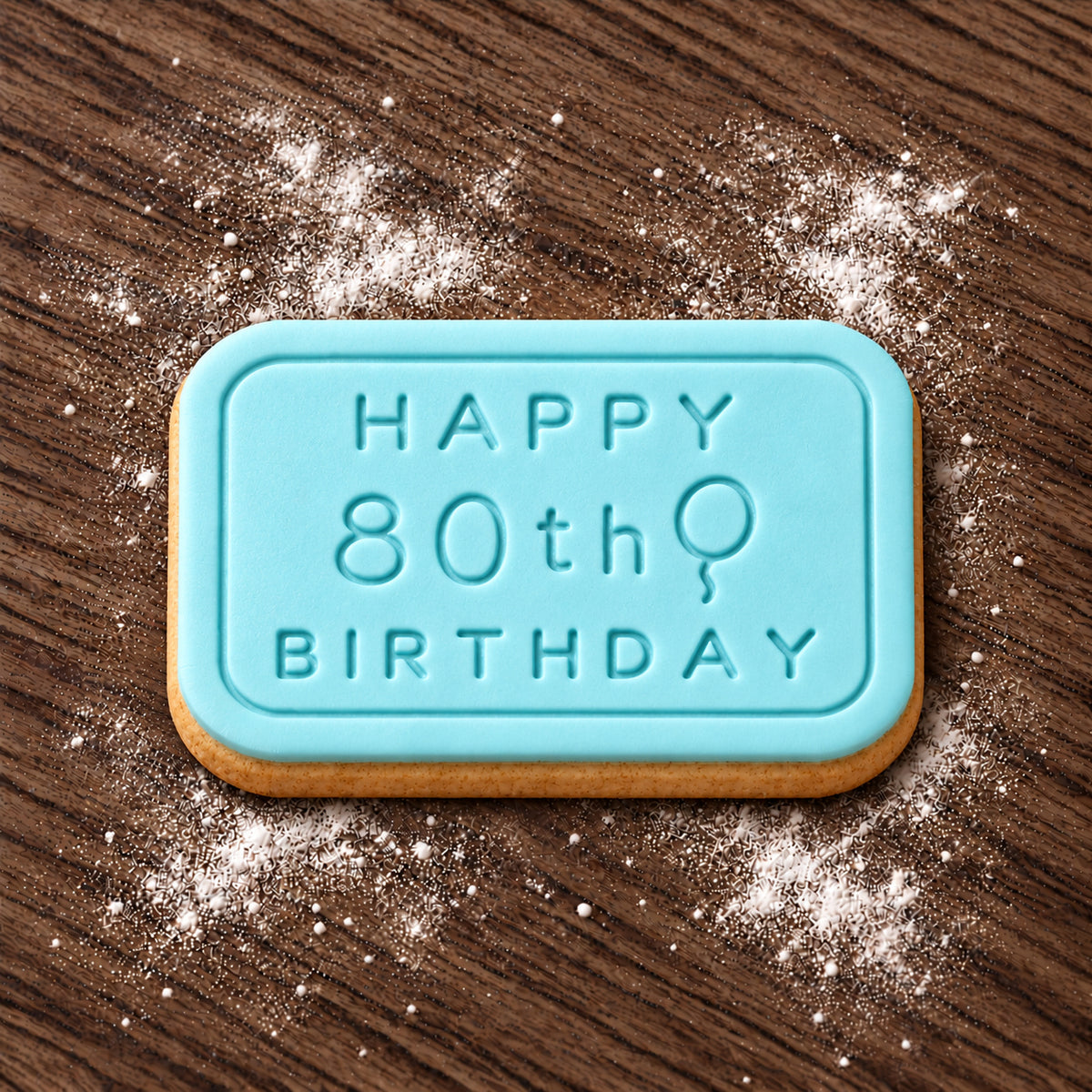 Happy 80th Birthday decorated fondant cookie