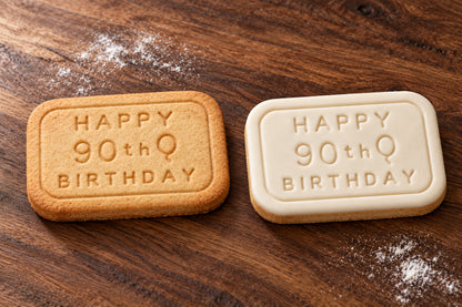 Happy 90th Birthday plain and white fondant cookie examples