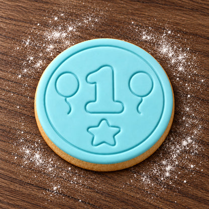 Number 1 decorated fondant cookie