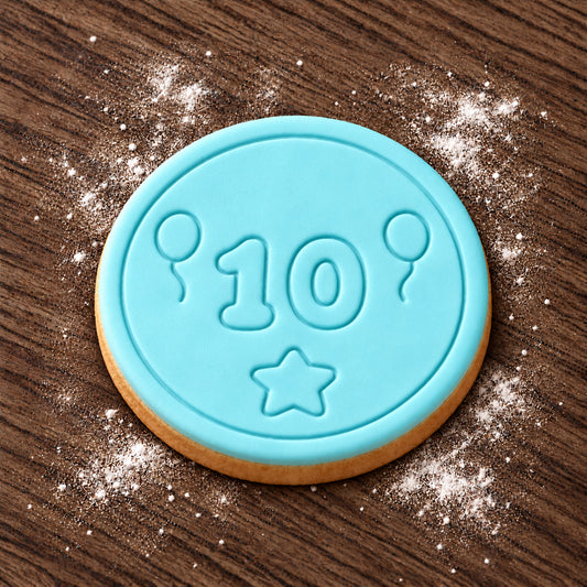 Number 10 decorated fondant cookie