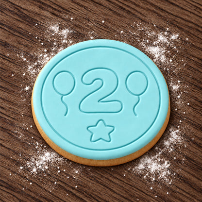 Number 2 decorated fondant cookie