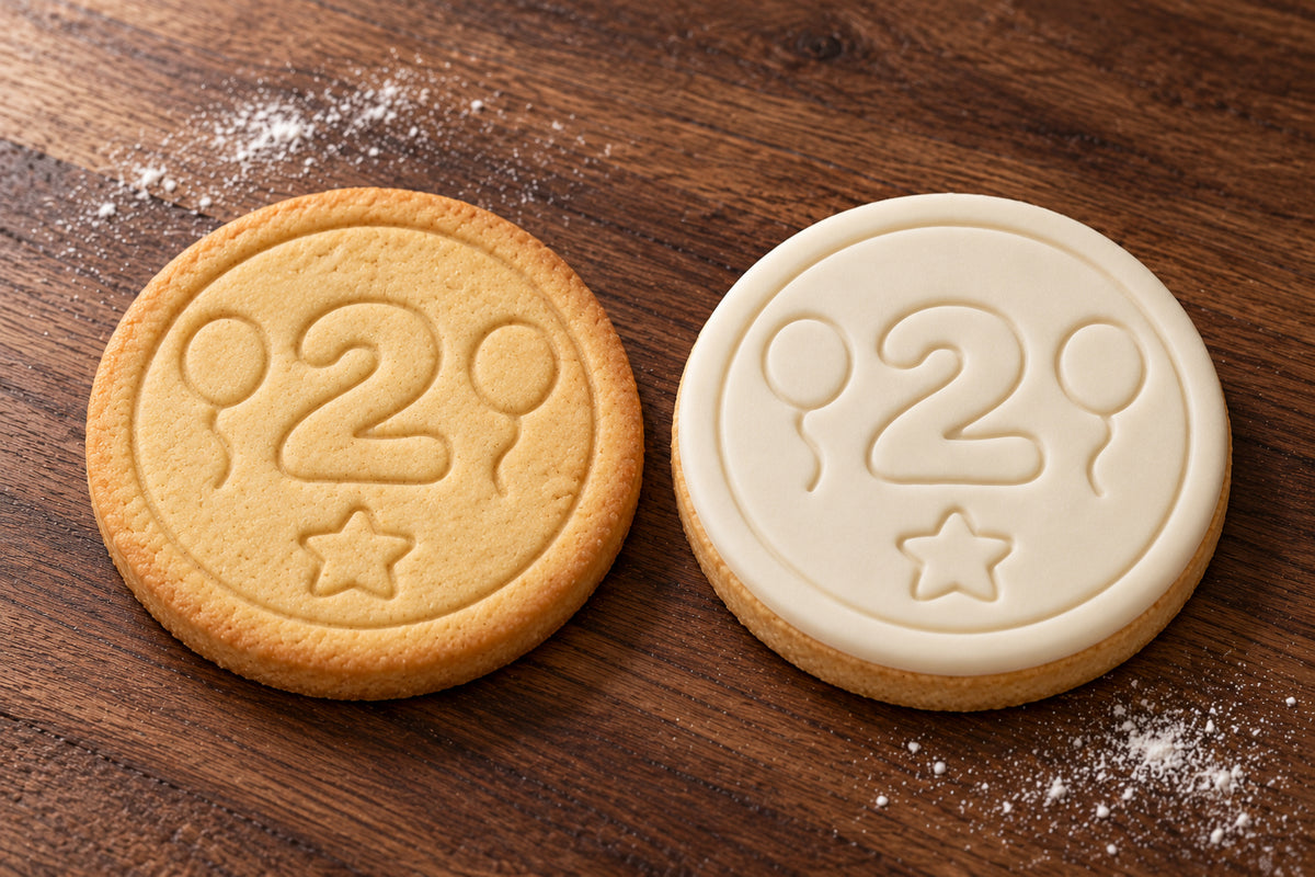 Number 2 plain and white fondant cookie examples