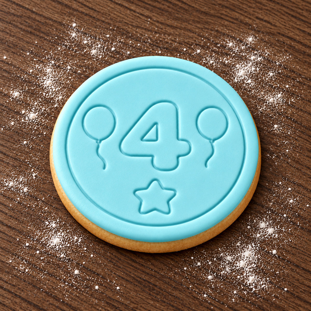 Number 4 decorated fondant cookie