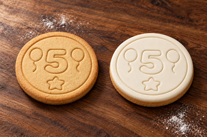 Number 5 plain and white fondant cookie examples